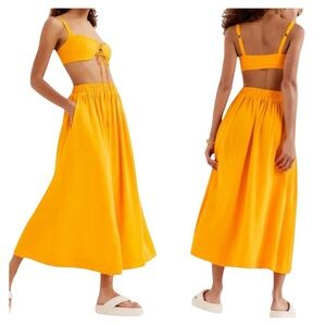For Love and Lemons Clementine Orange Bra Top and Midi Skirt Set Size Small NWT
